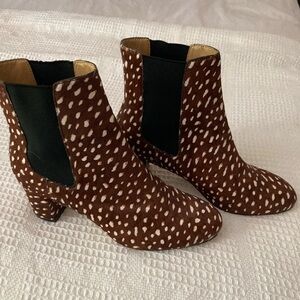 J Crew Spotted Calf Hair Booties